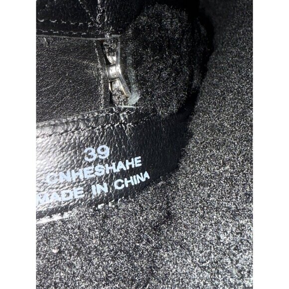 Burberry Black Claredon Shearling Riding Combat Boots Size 9 - Picture 2 of 16